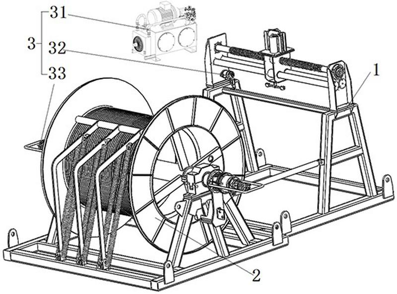 图摘要本发明提供了一种牵导引绳自动液压快速收线装置,包括收卷机构