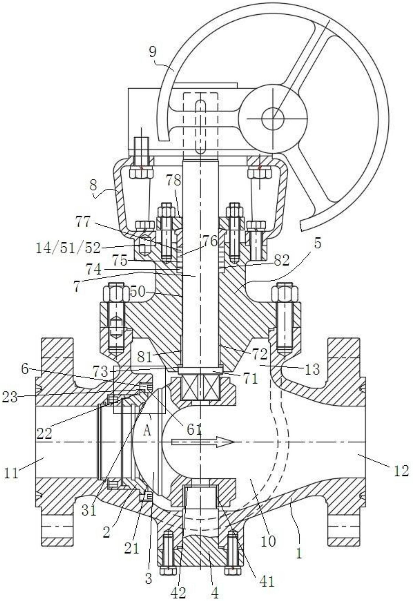 一种上装式c型球阀
