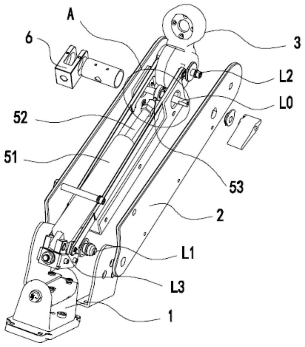 包括底座,摇臂,以及托盘,所述摇臂的一端通过第一安装轴铰接于所述
