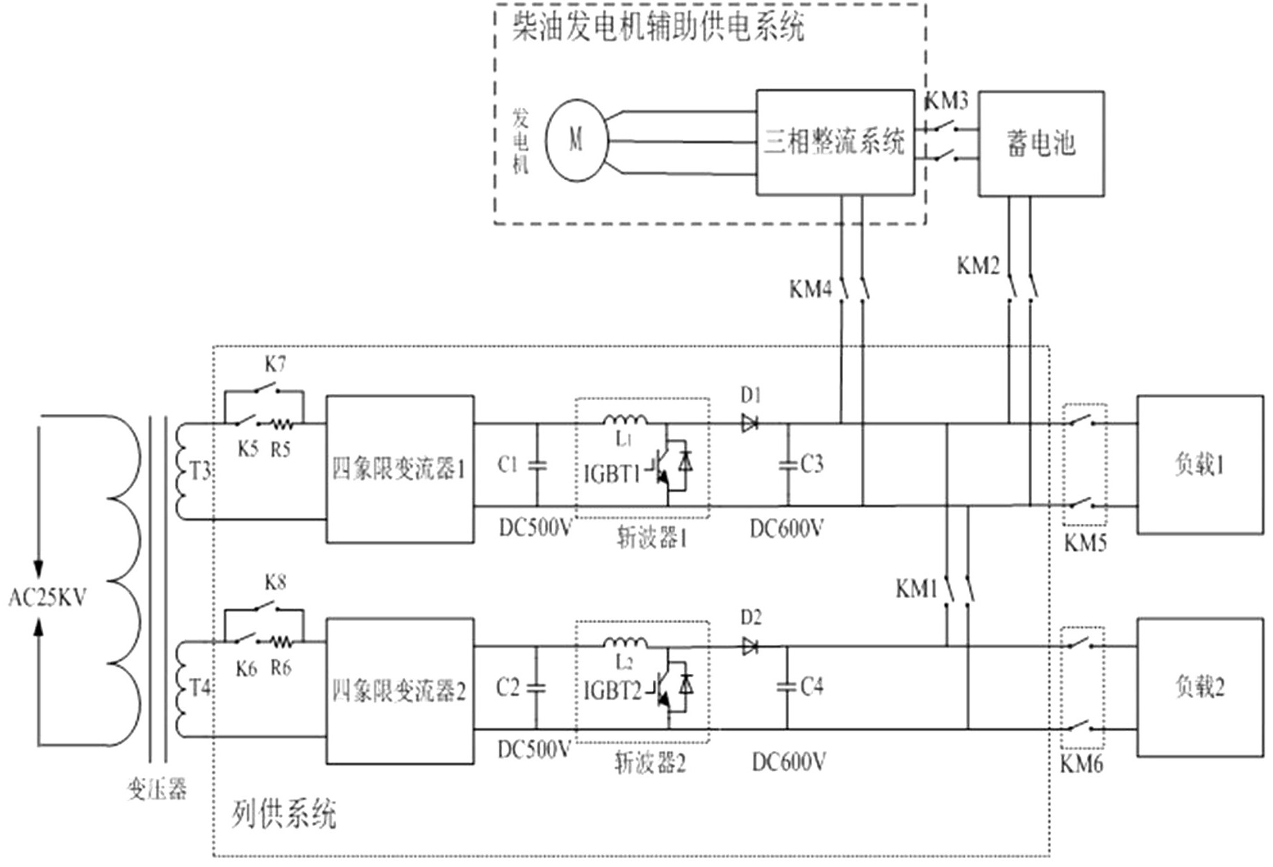 解决现有电力机车供电缺乏冗余的问题