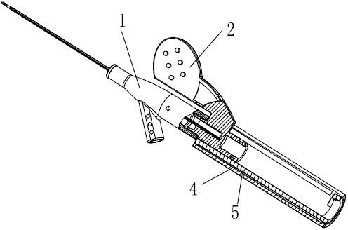 器械,特别是一种在临床医疗上防针尖刺伤防血污染的单侧槽缝保护套的