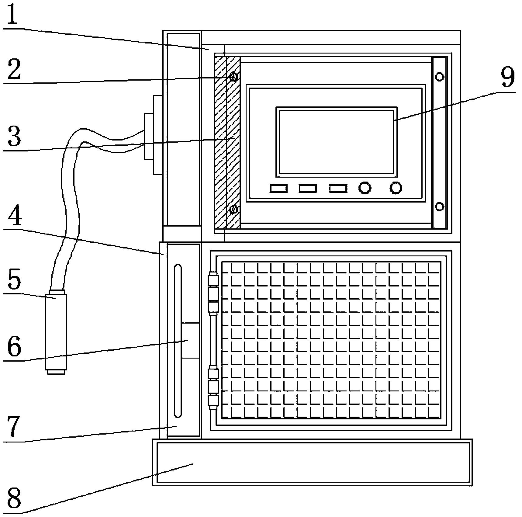 所述显示器与所述喷码机主体为一体式结构,所述显示器的一侧设置有收