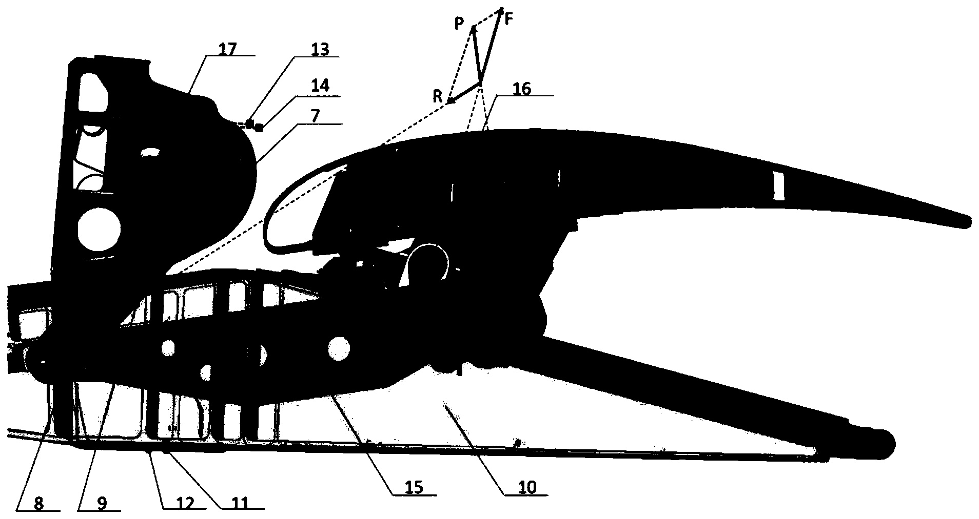 运动机构被布置在襟翼与机翼结构之间,用于控制襟翼相对机翼结构的