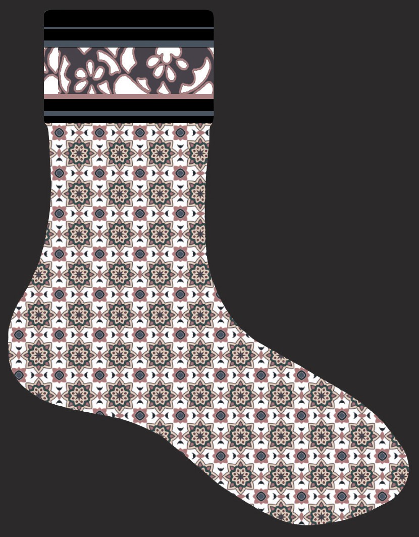 本外观设计产品的名称:袜子(卷草花).2.