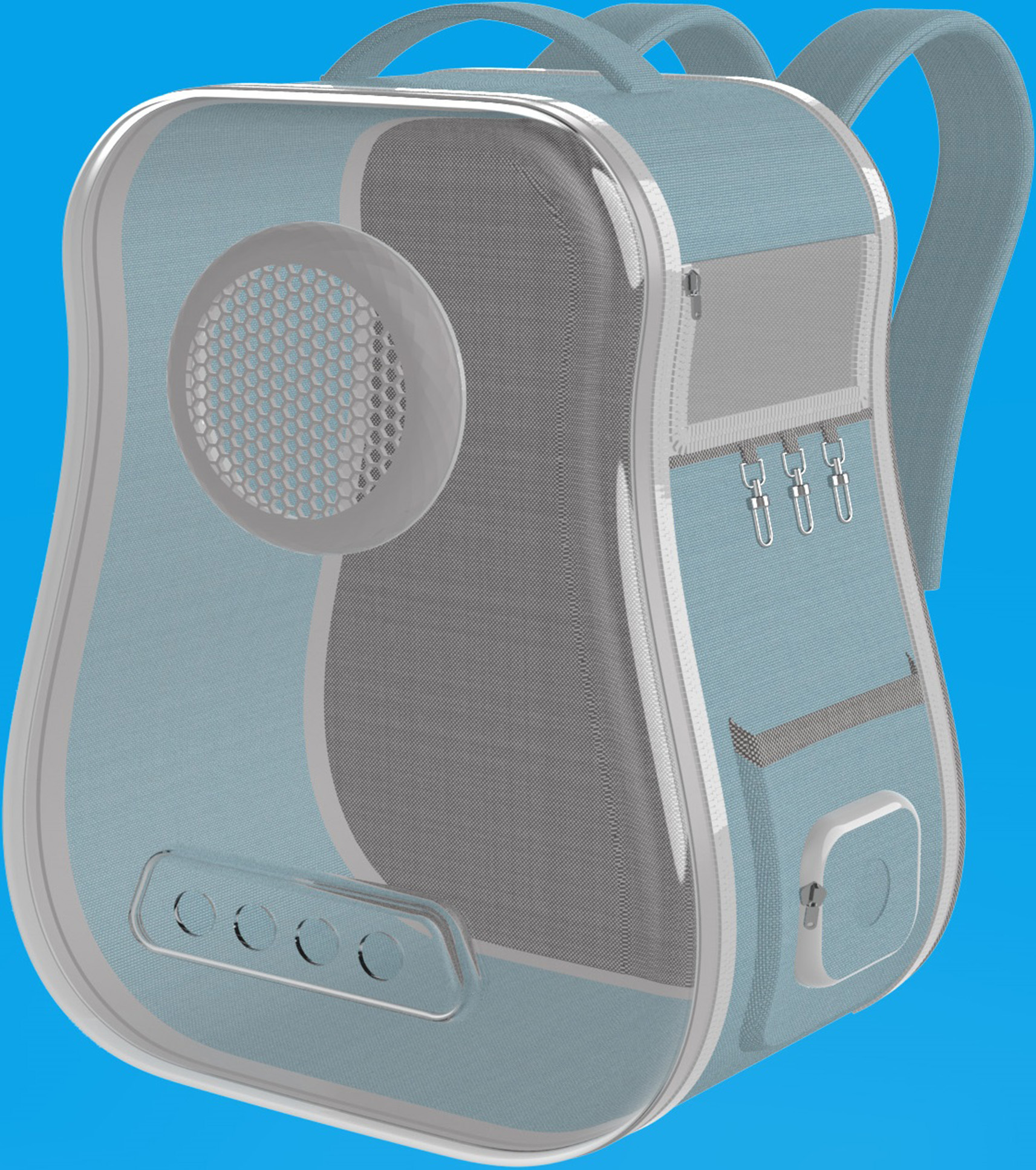 摘要附图摘要1.本外观设计产品的名称宠物背包(cello bag).2.