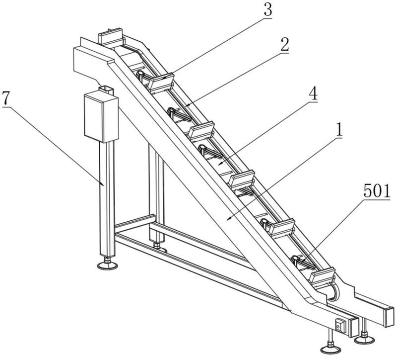 链脱轨,属于捞渣机领域,包括捞渣机架,所述捞渣机架上安装有驱动链条