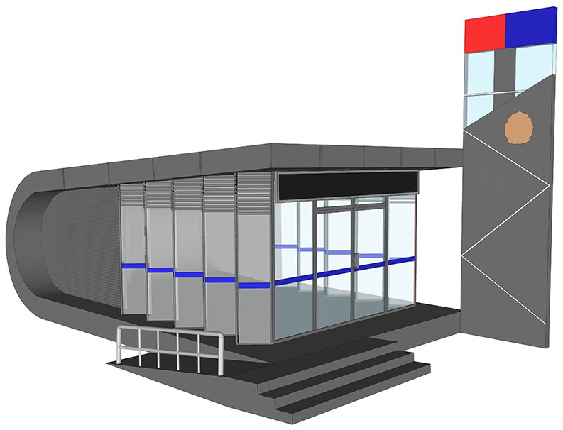 摘要附图摘要1.本外观设计产品的名称:建筑物(保安亭1).2.