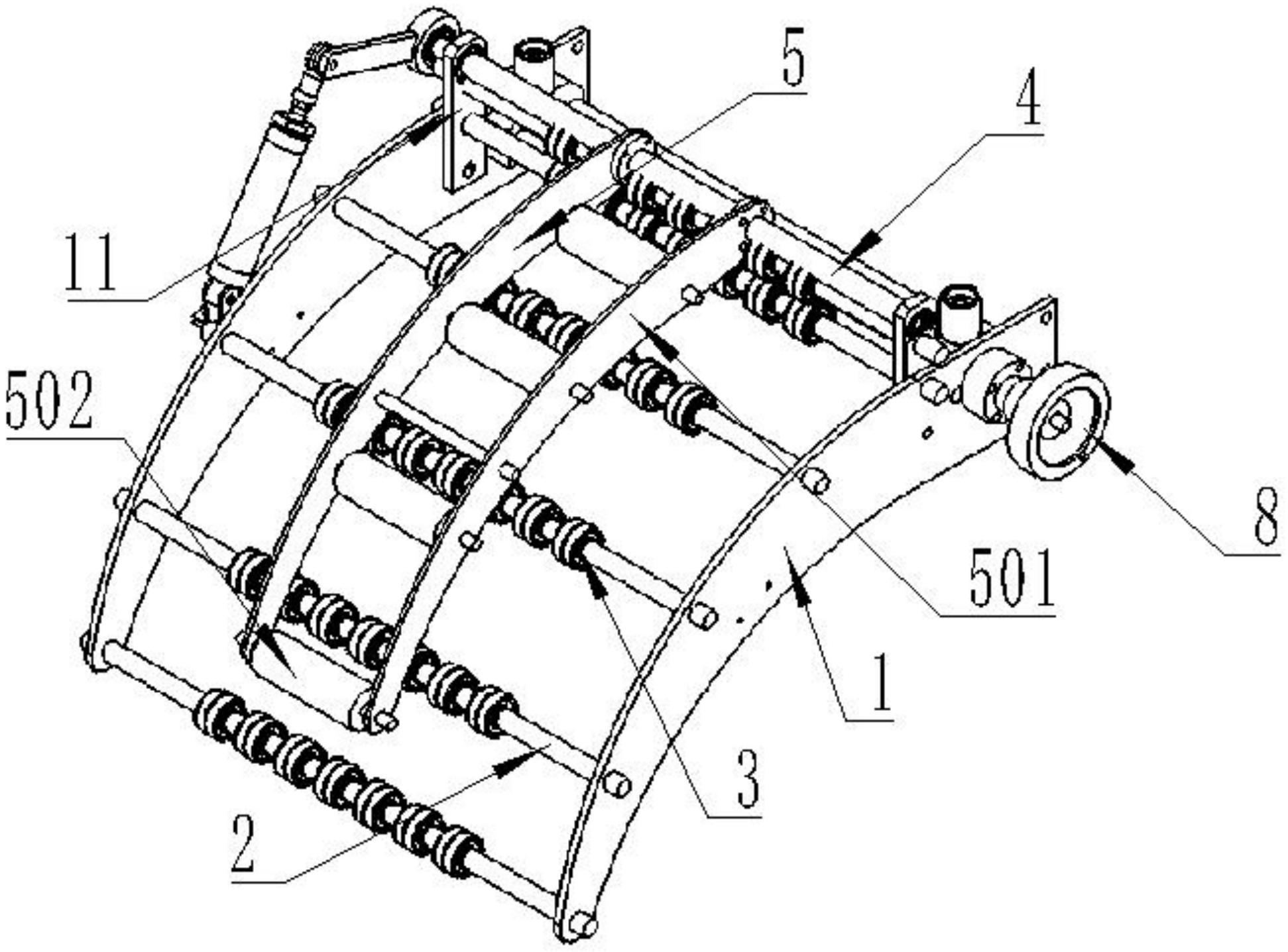 所述一对进料扶座间均布有扶轴,且扶轴上设置有滚轮;所述一对进料扶座