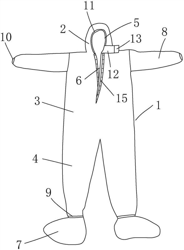 一种一体式一次性医用隔离衣