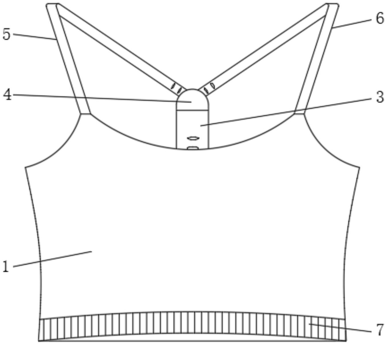 所述调节结构包括第一连接纽扣,柔性带和通孔,所述抹胸主体上连接有第