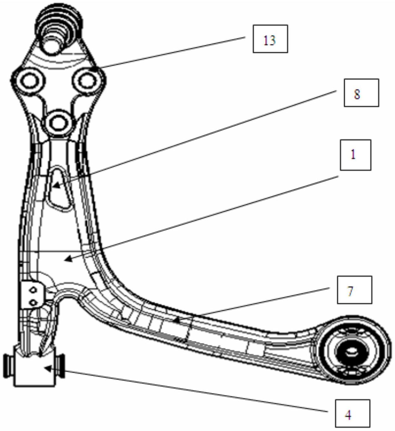 摆臂主体采用锻钢材质冲压成型,摆臂主体外端通过球头摆臂连接结构