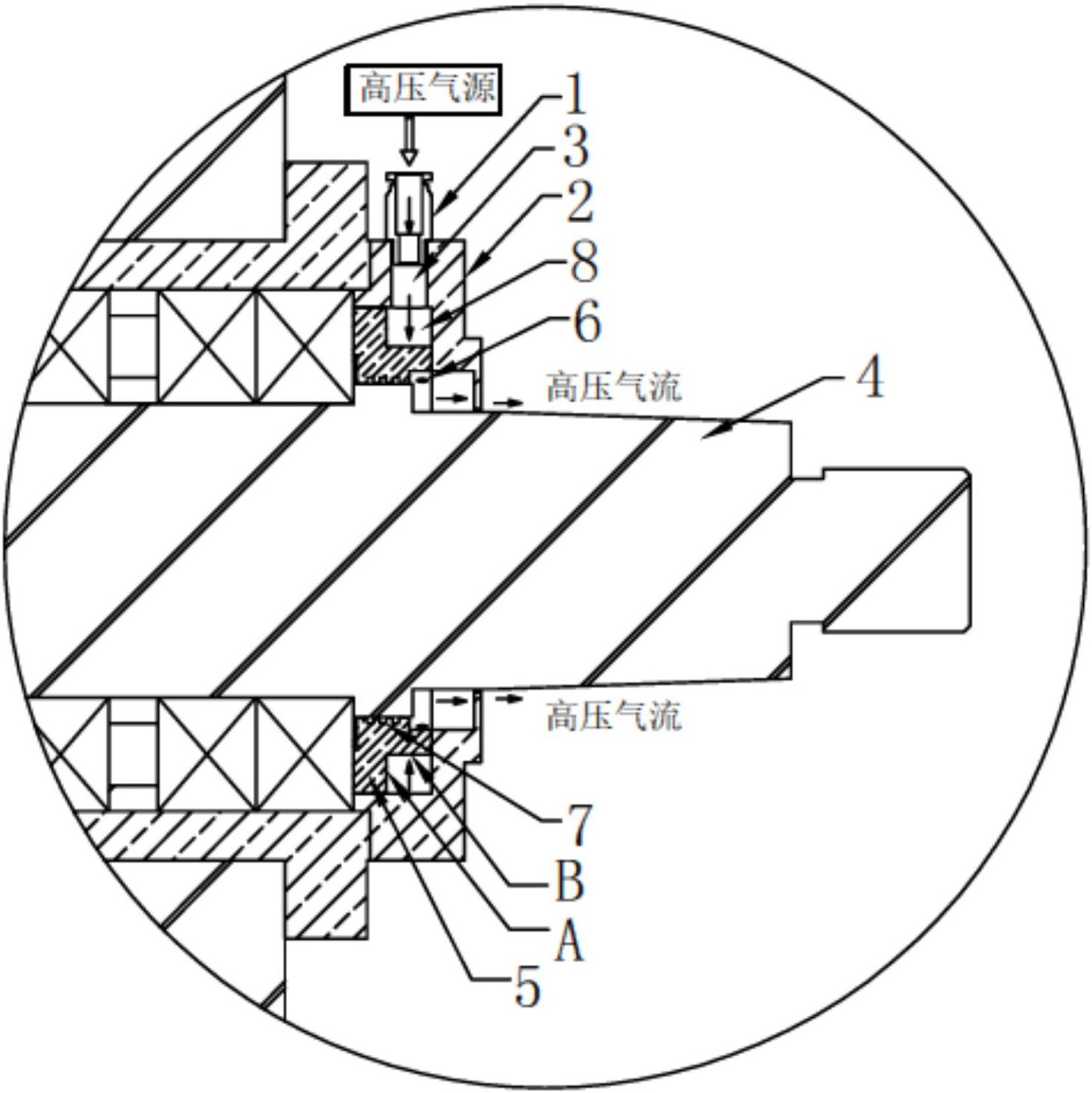 利用干燥高压空气产生的气幕来实现主轴密封;实现彻底阻挡水汽等进入