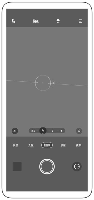 带相机水平仪动态图形用户界面的手机
