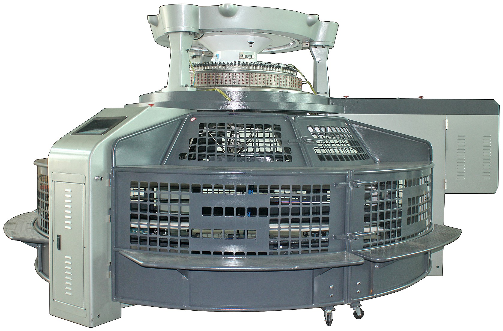 利用织针把各种原料和品种的纱线构成线圈,再经串套连接成针织物的