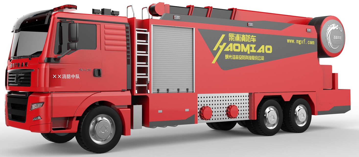 摘要附图摘要1.本外观设计产品的名称泵浦消防车.2.