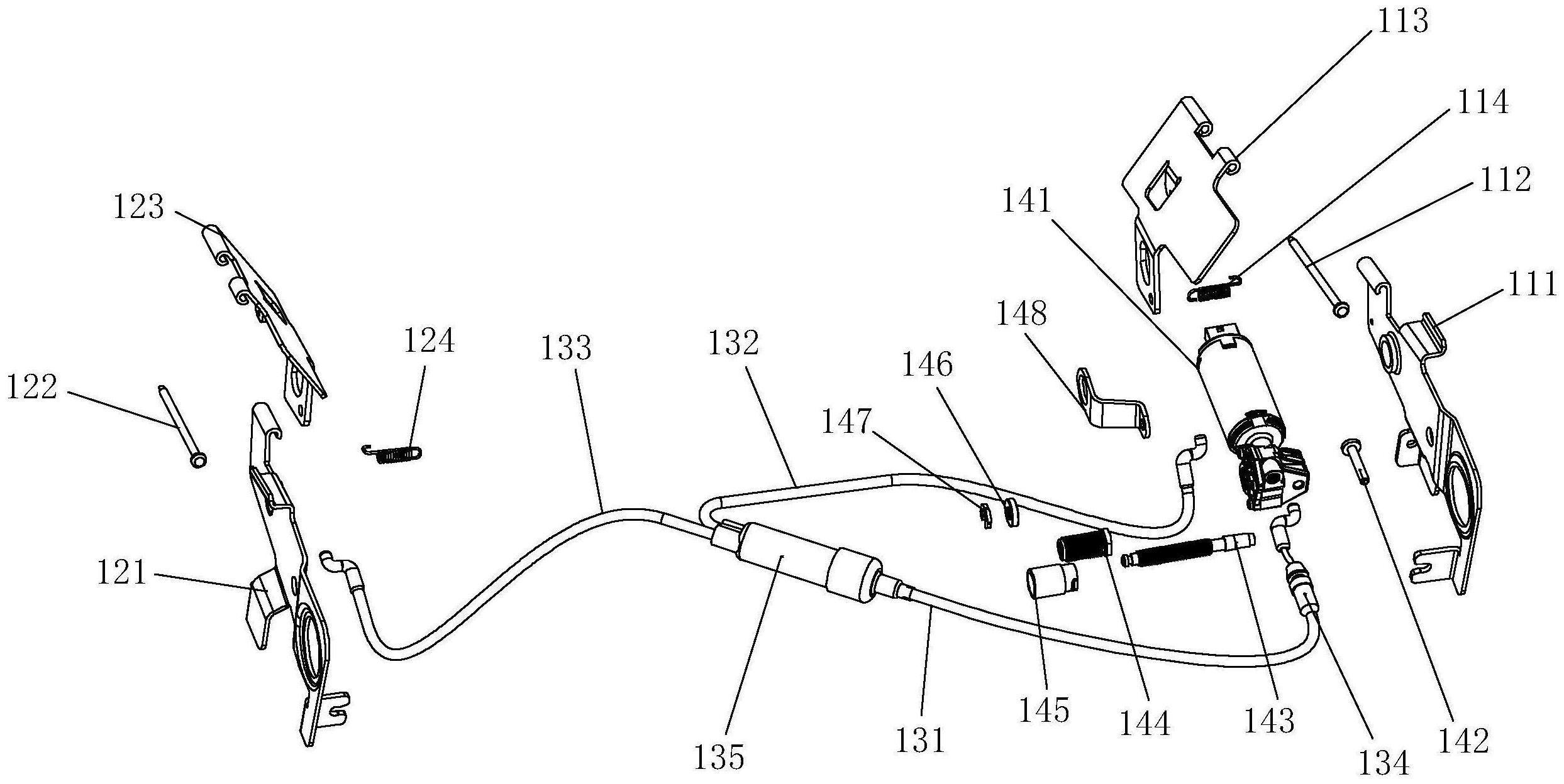 机构,包括左调节机构总成,右调节机构总成,拉索总成和电动驱动总成;所