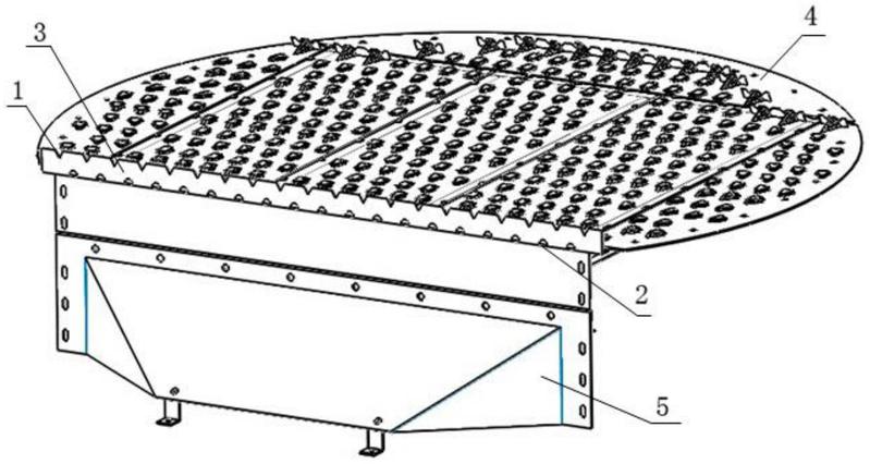 图摘要本实用新型涉及一种带有多孔防堵塞锯齿溢流堰的塔盘,包括塔板