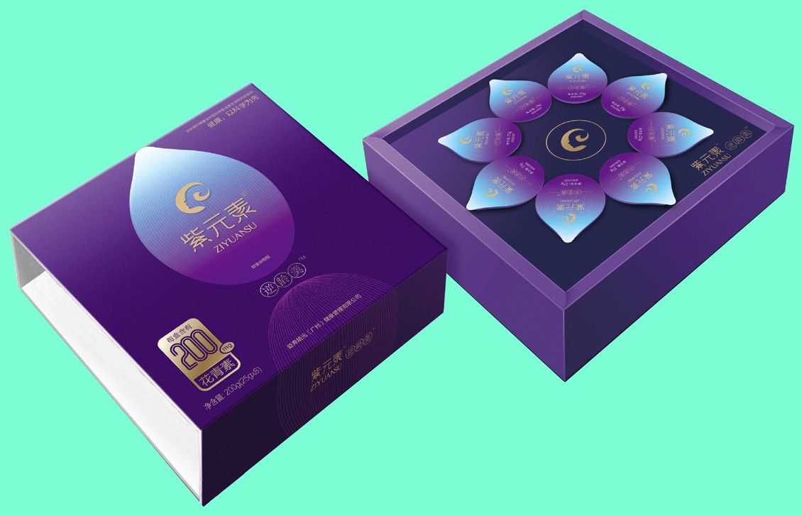 本外观设计产品的名称:包装盒(富含花青素的紫元素代餐食品)2