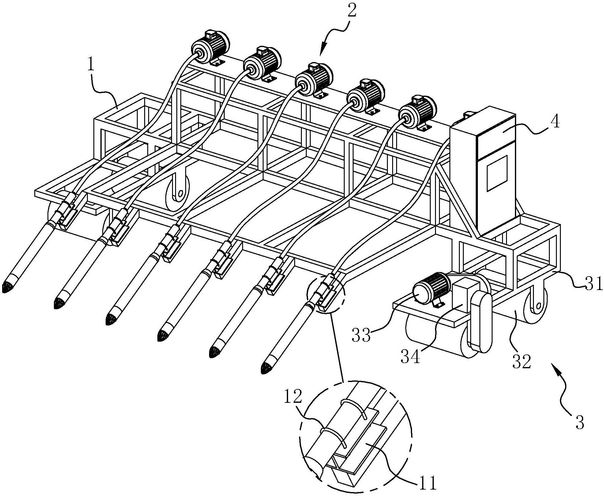 振捣棒以及连接电动机的输出轴与振捣棒的软管,振捣棒内设置有周向