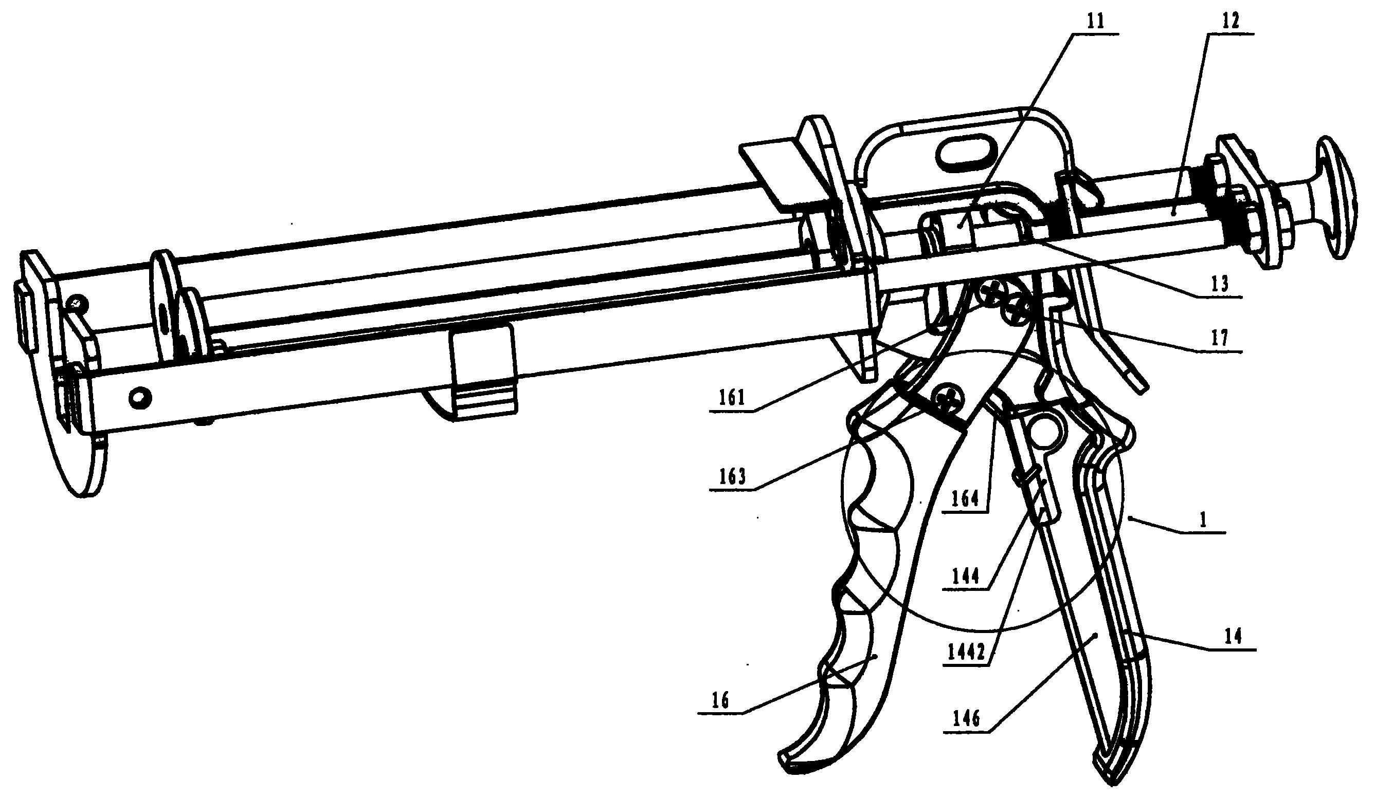 摘要附图摘要一种胶枪进给装置,可供结合一容置胶