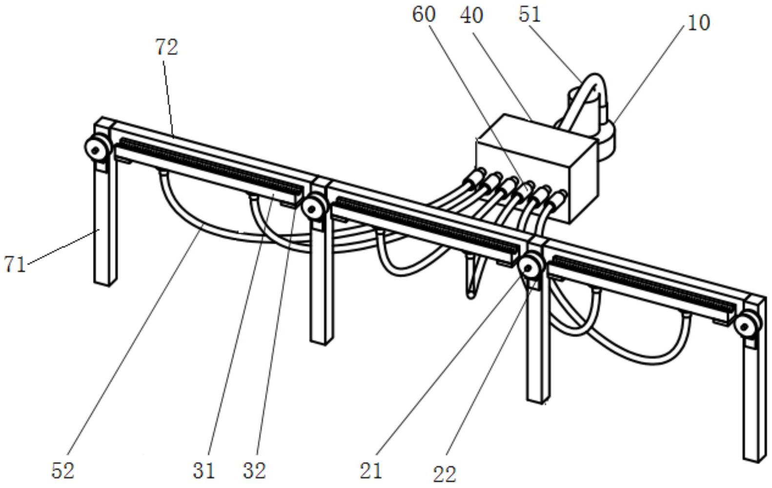 所述玻璃管输送装置包括气源(10),惰轮(21),气浮机构以及过滤分气机构
