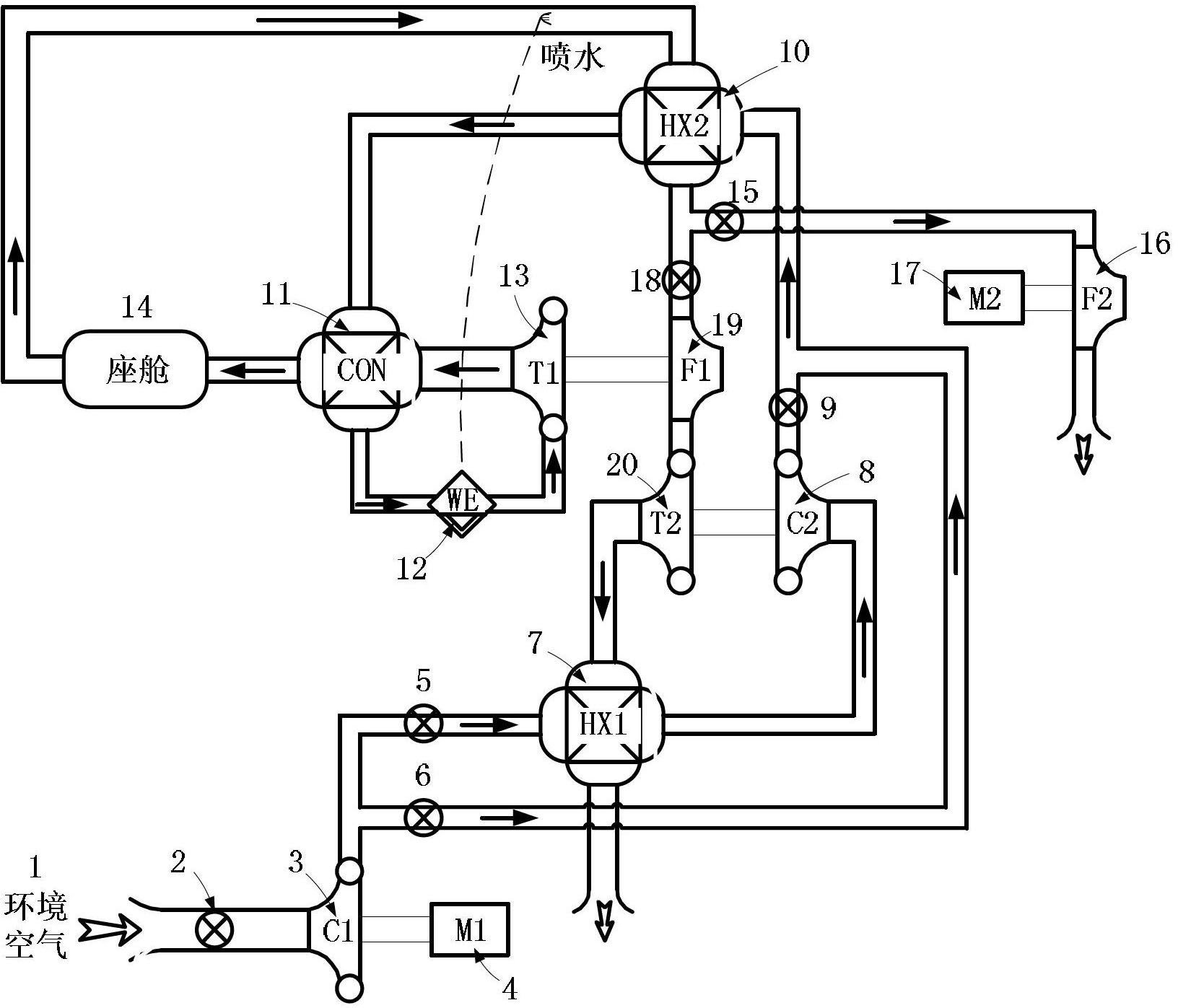 双级压缩空气循环制冷系统