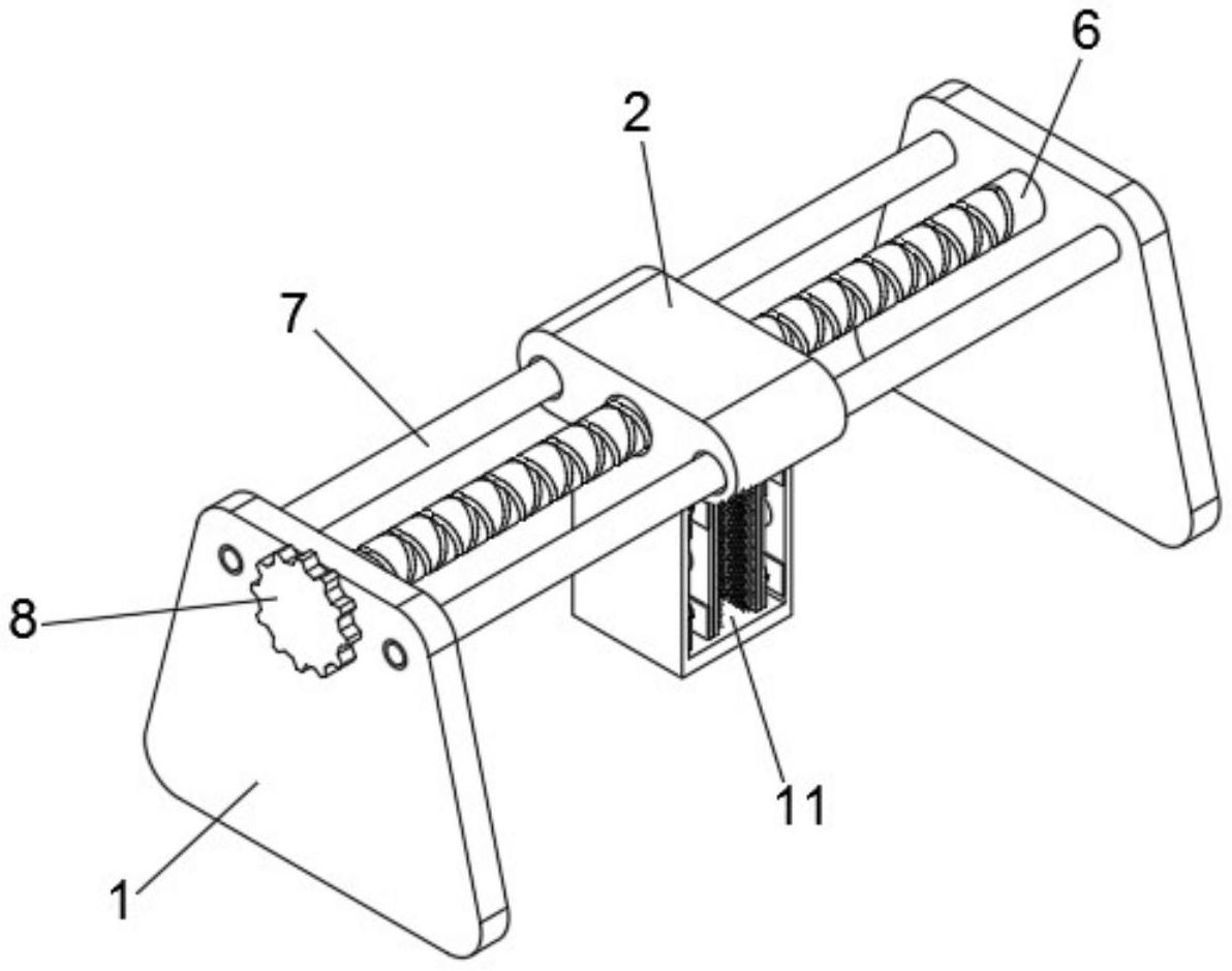 矿用绞车排绳装置,包括两个支撑板,两个所述支撑板之间安装有移动结构