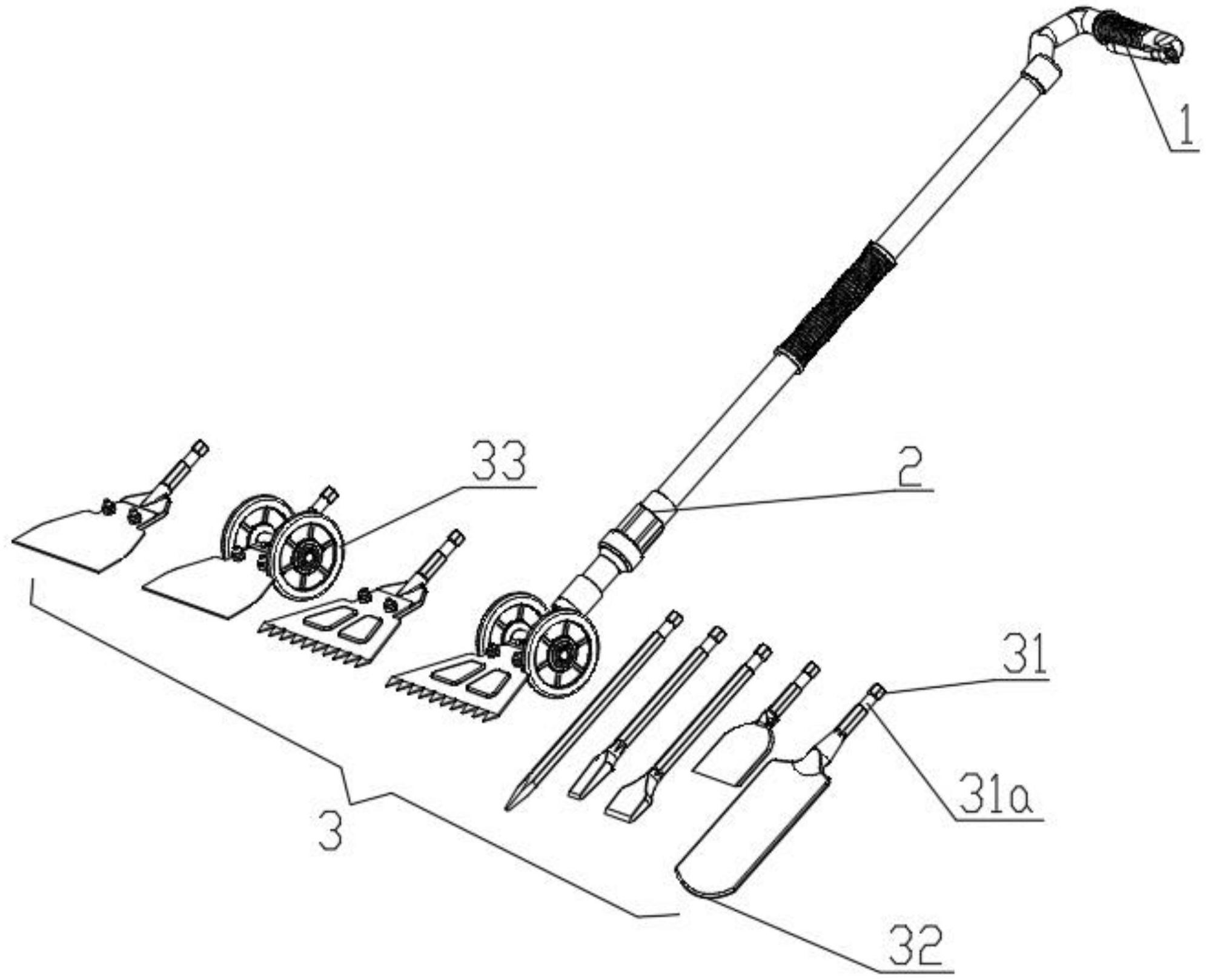 摘要附图摘要本申请公开了一种气铲,涉及一种气动冲击工具,包括手柄