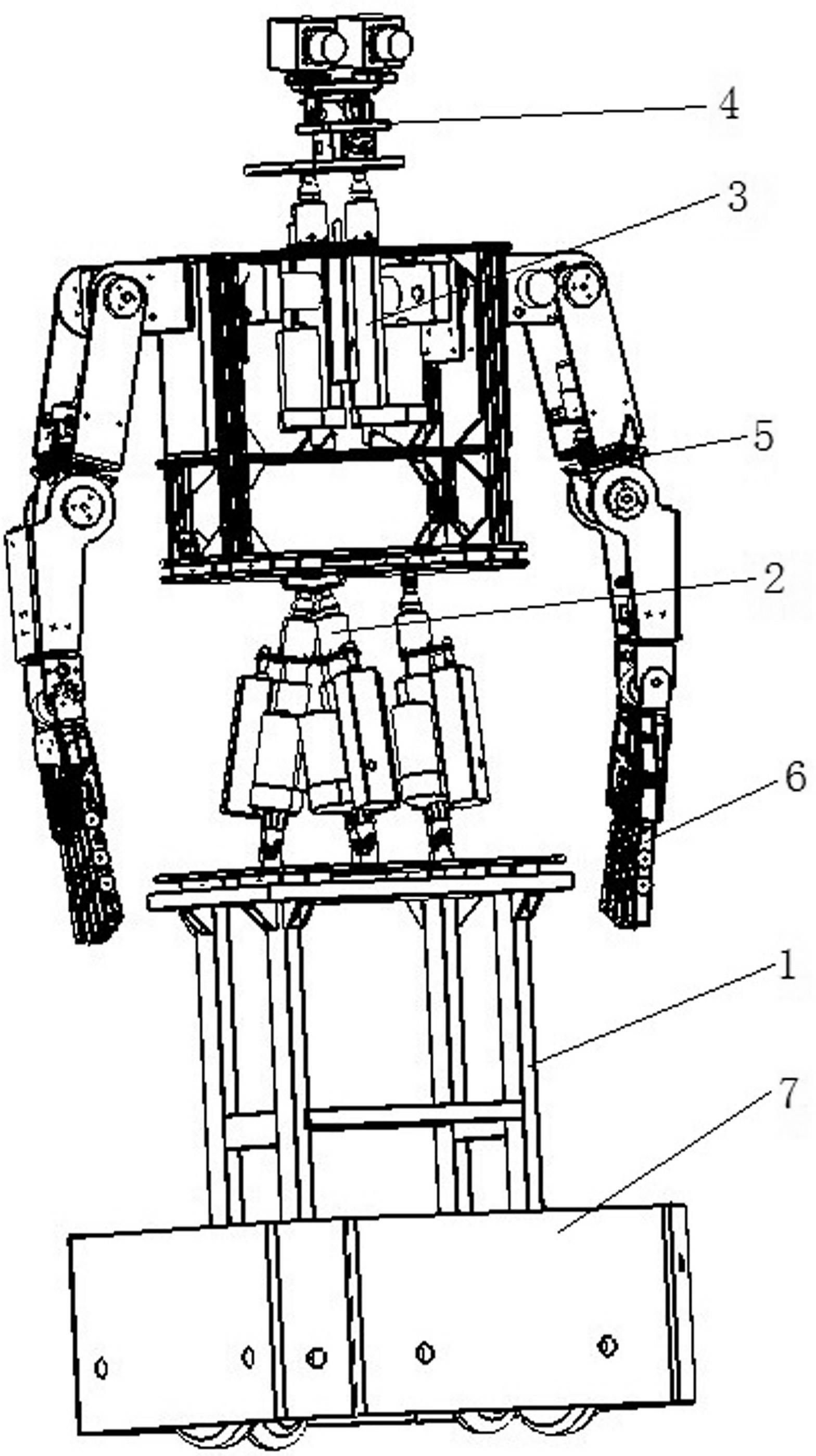 主体包括移动装置和移动装置上方的功能模块,所述移动装置包括机械腿