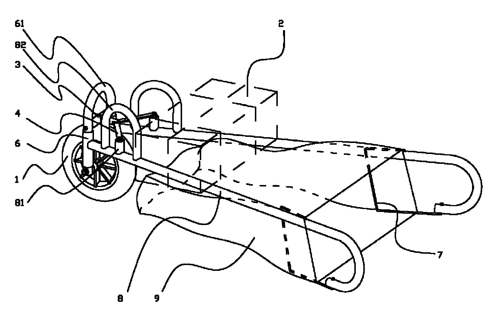 本实用新型提供了一种结构简单,操作简便及易于存放的可收合的手推车