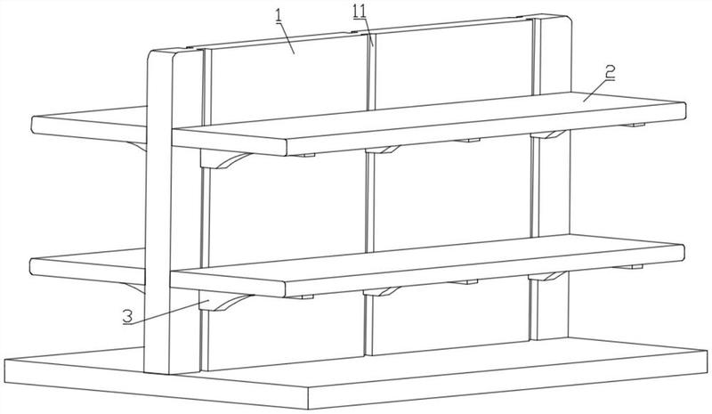 一种便于支撑的可调节钢木结构货架
