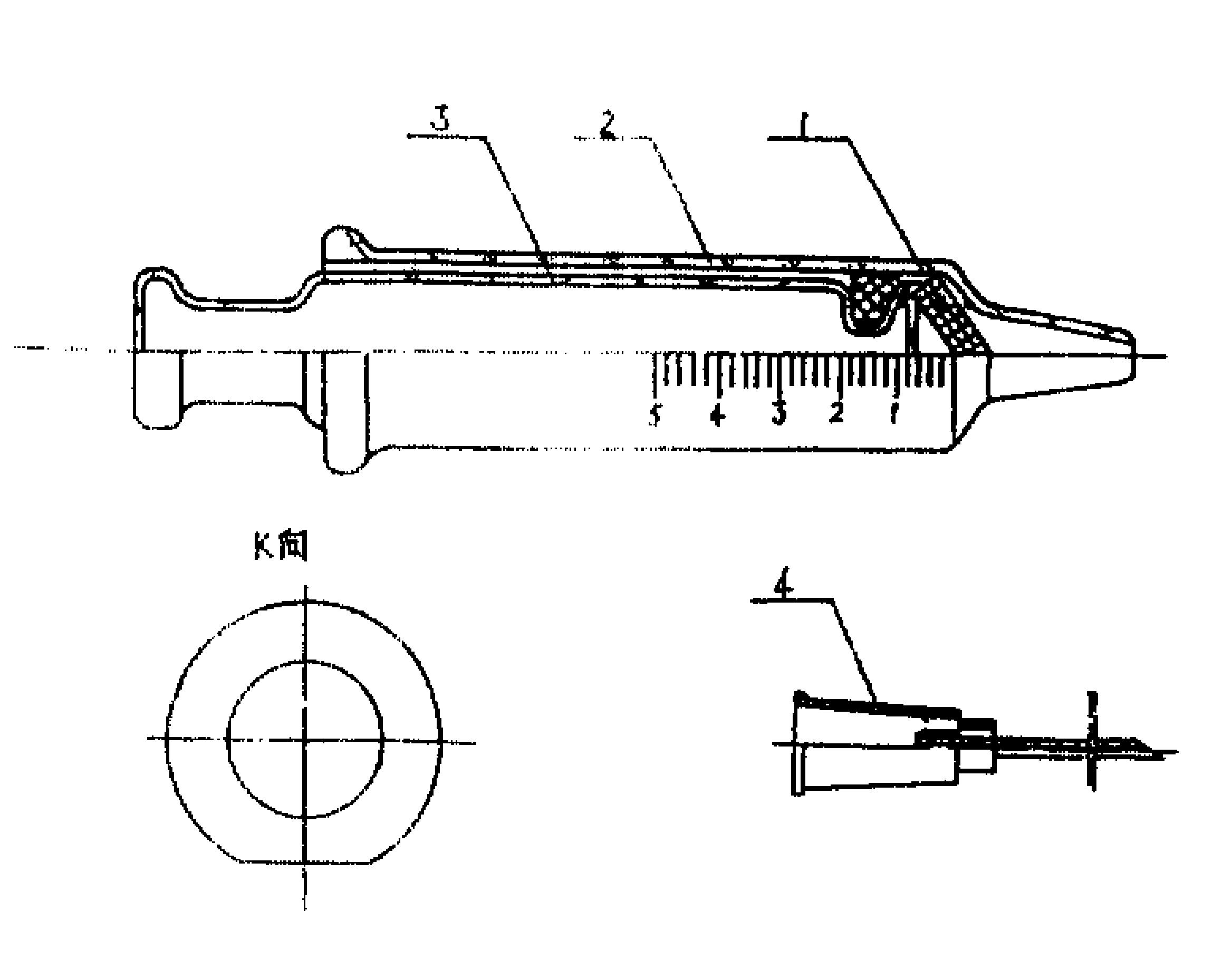 采用由外套,内芯,硅胶活塞三件组成针管的一次性医用注射器的结构形式