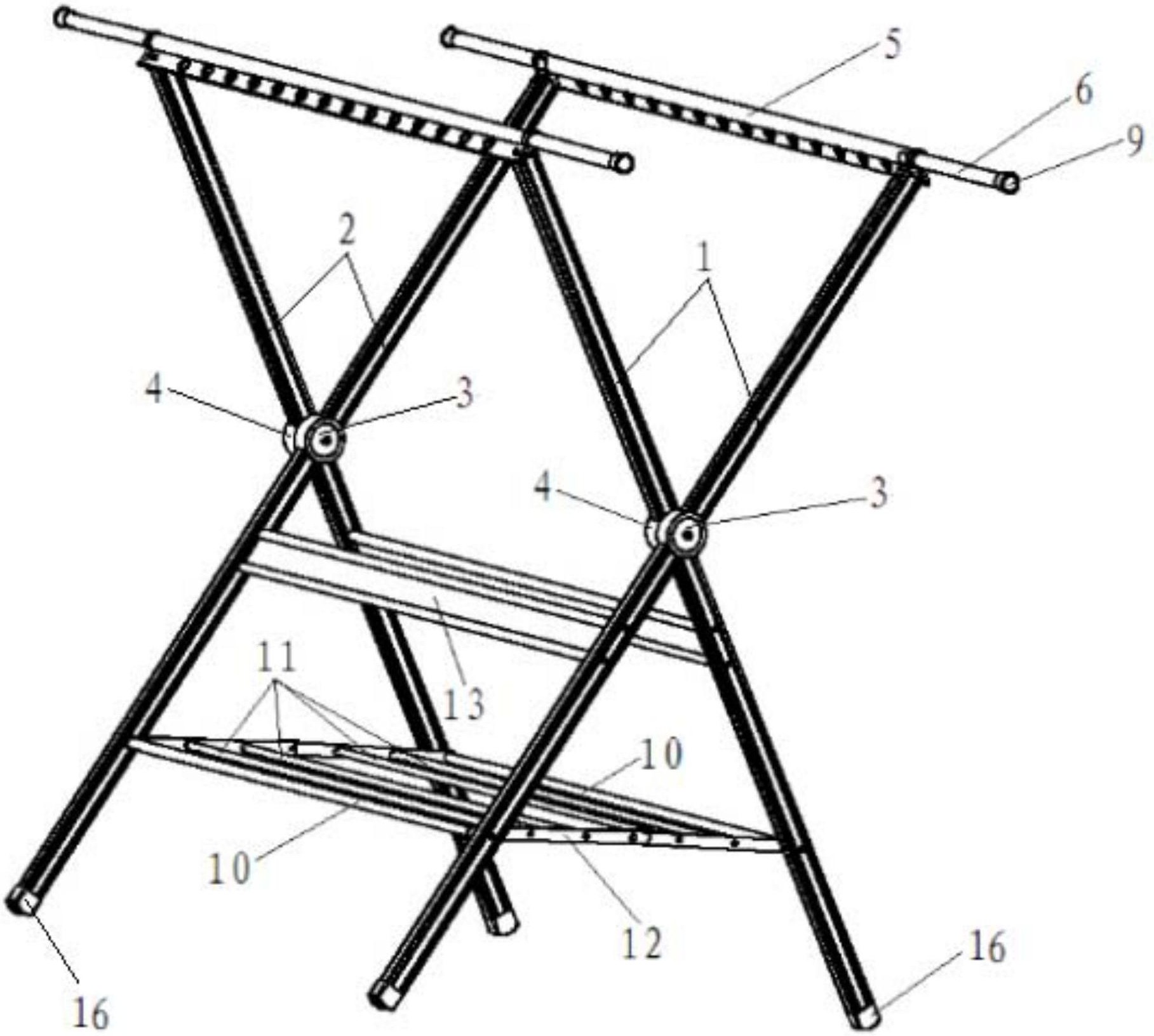 摘要附图摘要本发明公开了一种多功能x型晾衣架,包括支撑架和晾衣结构