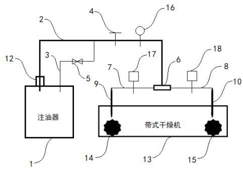 摘要附图摘要本实用新型公开了一种链式齿轮自动注油装置,由注油器