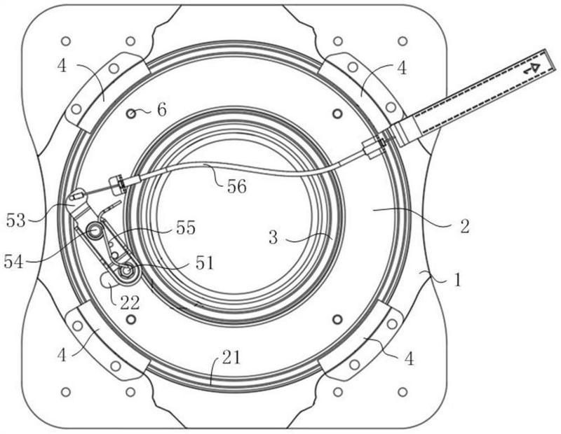 转动,锁定装置能够锁定转盘和底座以限制二者相对转动;转盘为环形结构