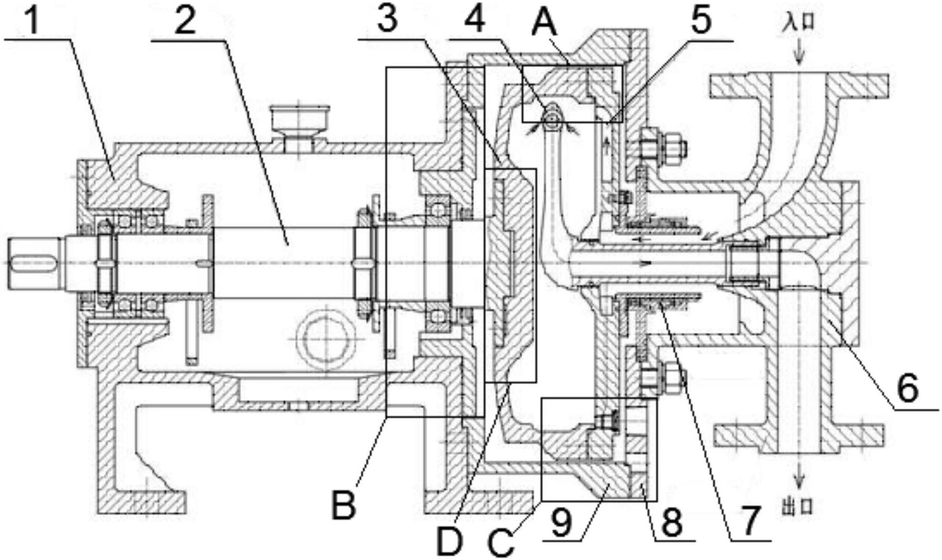 包括泵体以及与所述泵体密封连接的泵盖,所述泵体一端固连有轴承箱;所