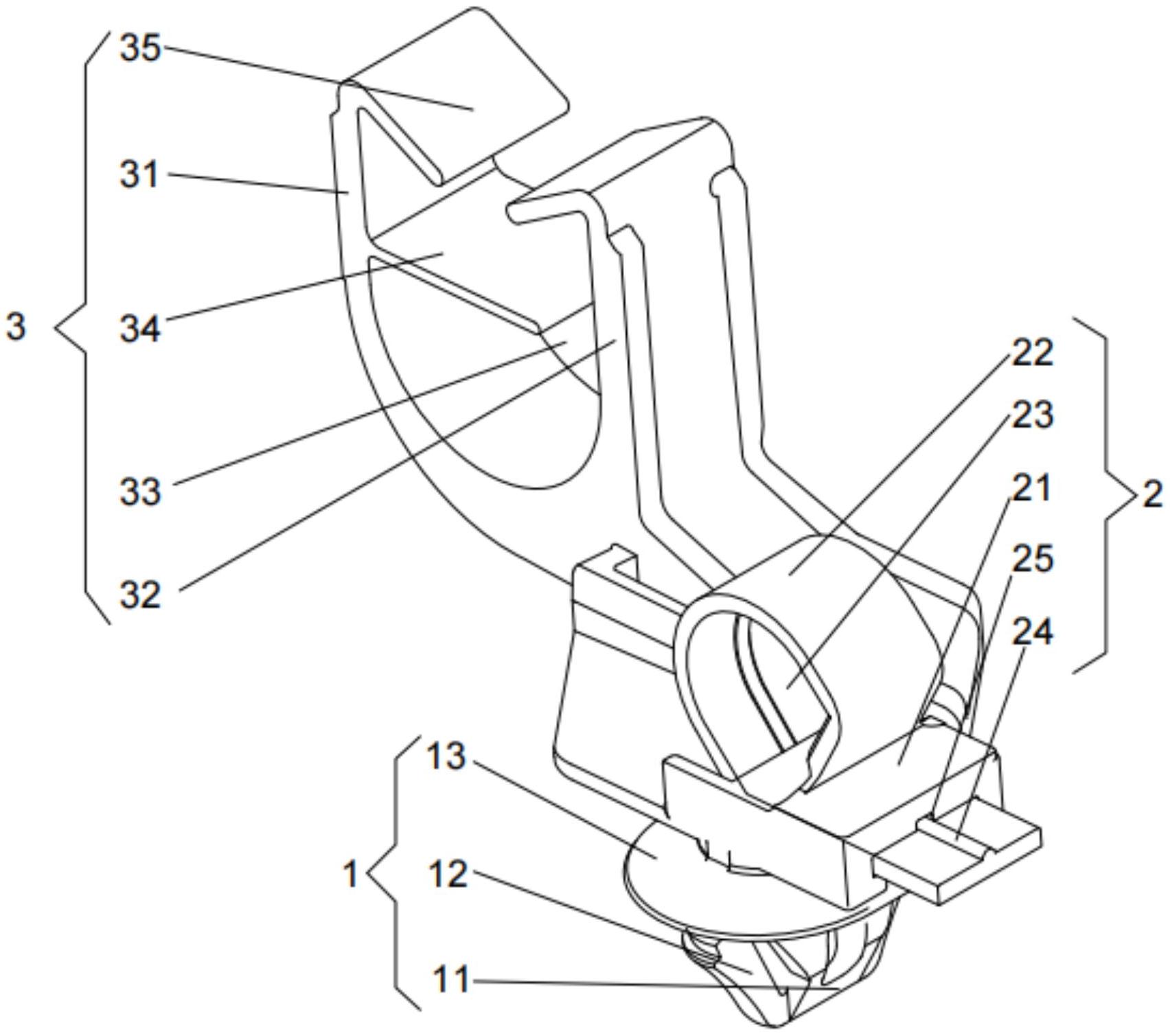 结构,包括钣金卡,与车身对应钣金相配合并固定;线束扎带,与钣金卡连接