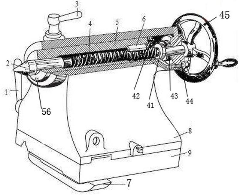 一种防锥体旋转防套筒形成喇叭口车床尾座