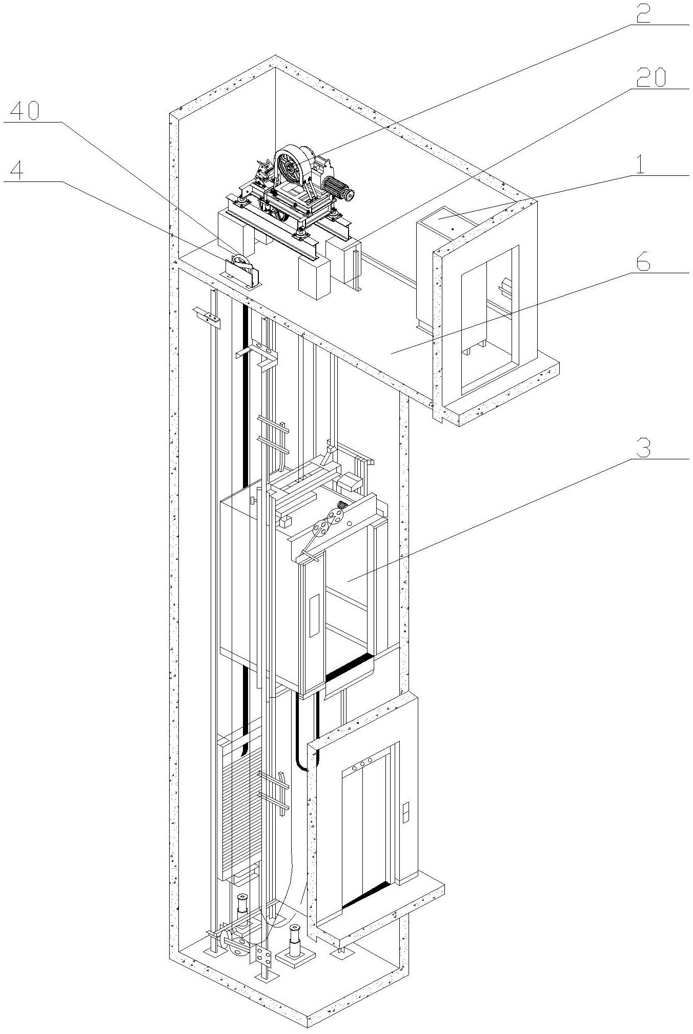 包括控制箱,曳引轮,轿厢,限速器,安全钳和夹绳器;所述联动装置包括