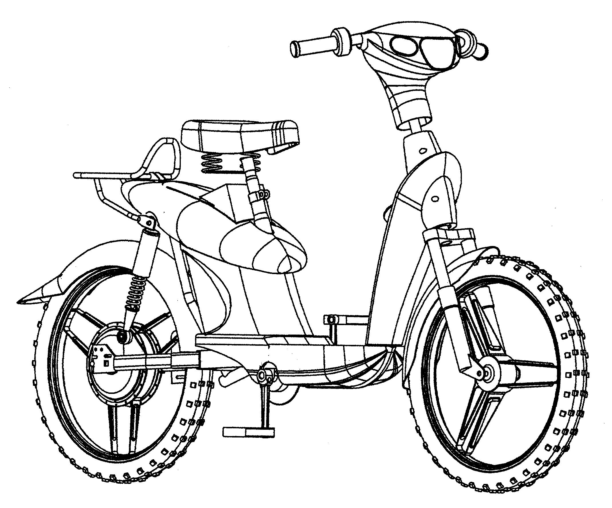 电动自行车简笔画幼儿图片