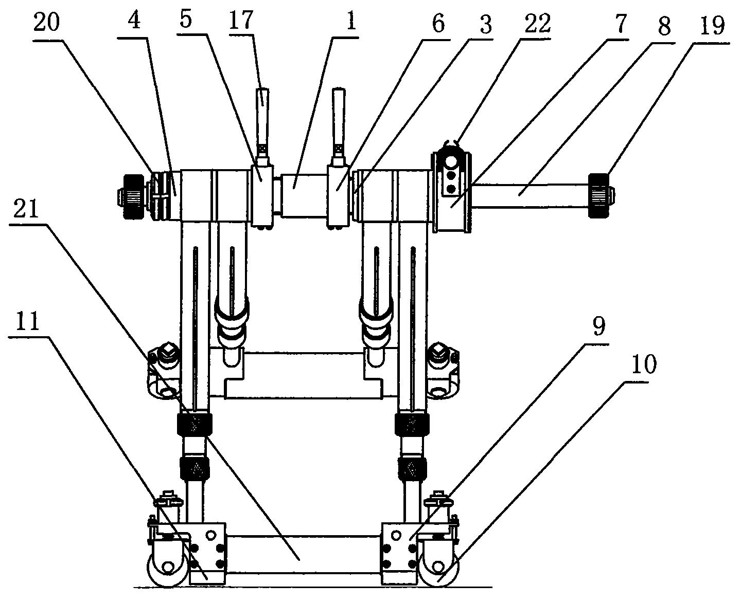 连接管,连接管两端分别套装前外管和后外管,前外管外铰接前支腿,后外