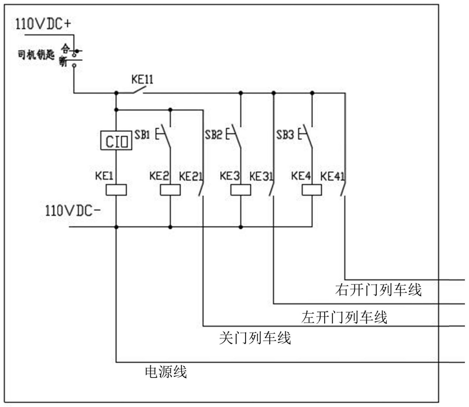 车门控制电路包含司机钥匙开关和总控制电路;司机钥匙开关与总控制