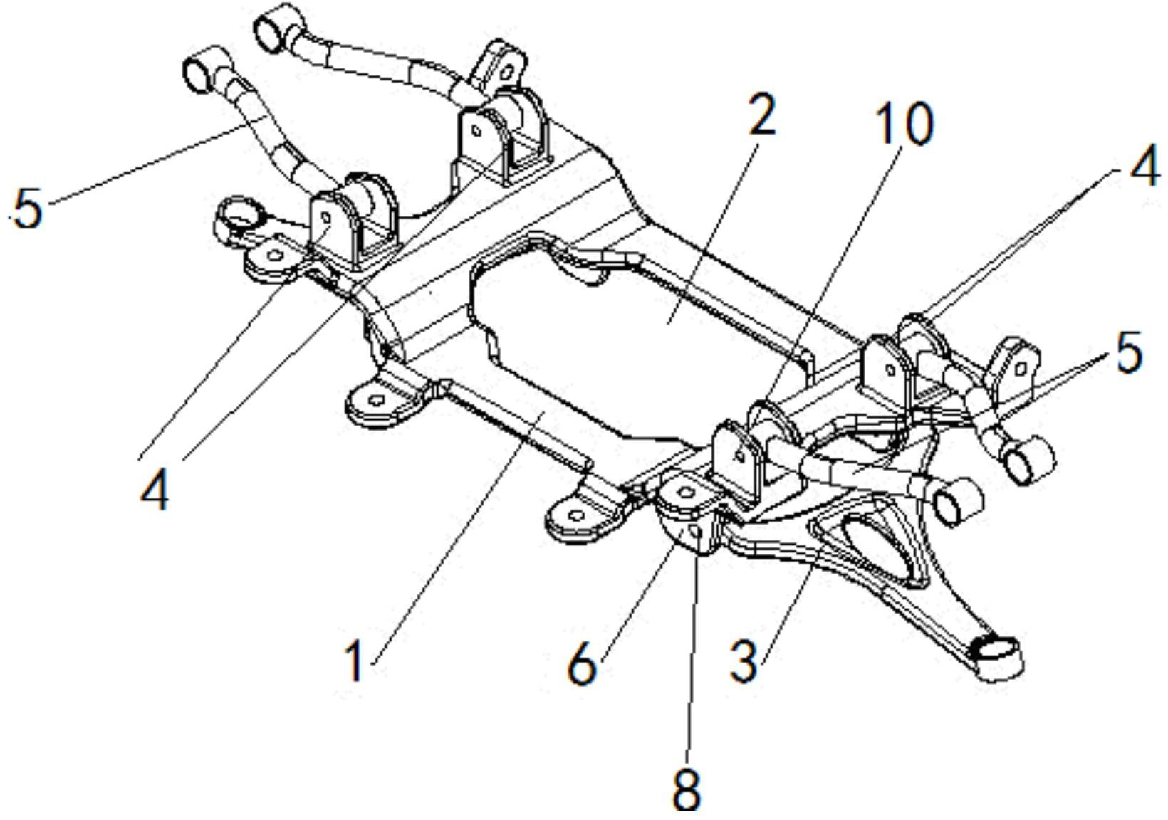 附图摘要本实用新型提供一种应用于汽车零部件技术领域的副车架结构