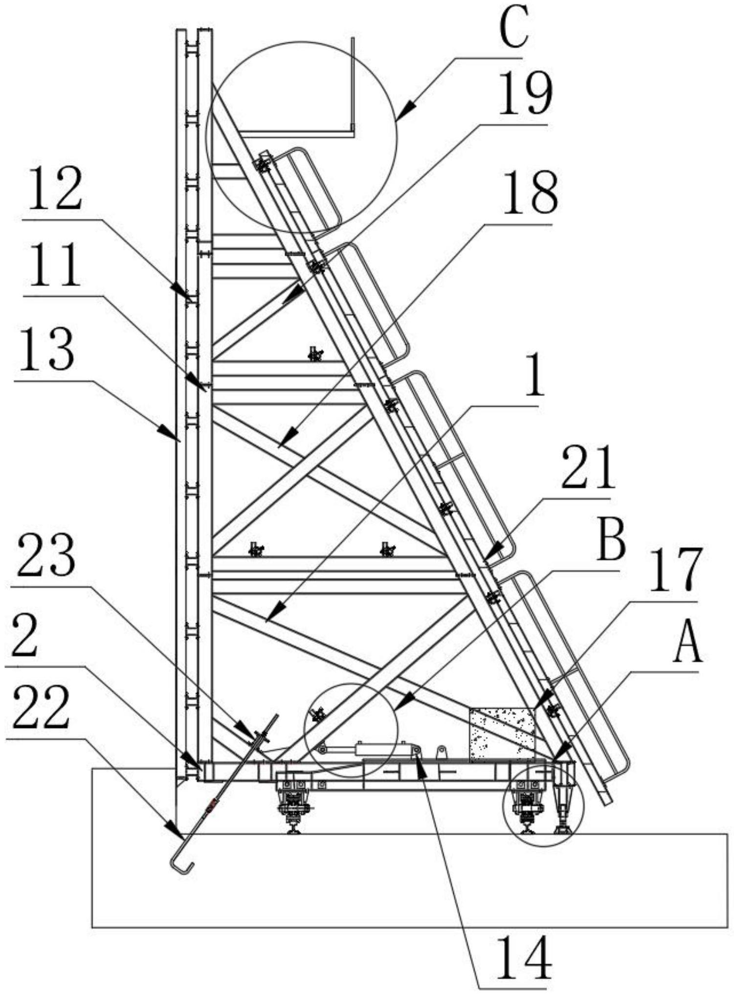 一种非等跨地铁车站双向移动式自动行走侧墙模板