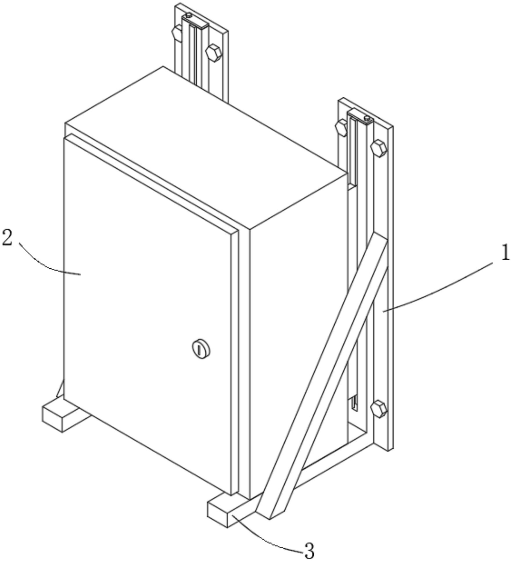 安装的户外配电柜支架,包括支架,支架包括滑板和设置在滑板底端的底座