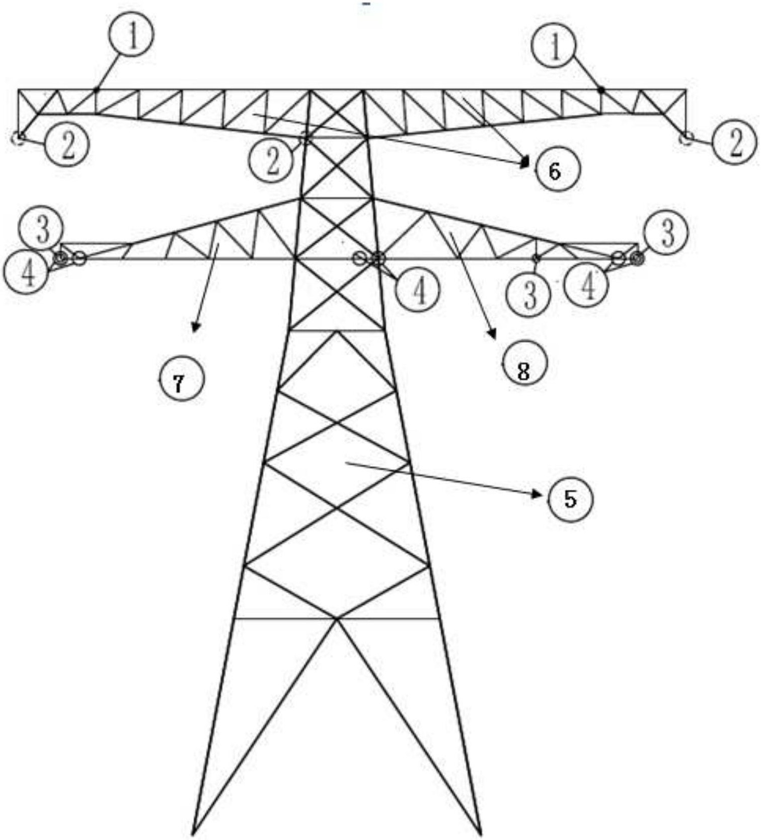 是在500kv单回输电线路钻越500kv及以上输电线路时使用,包括塔身,上层