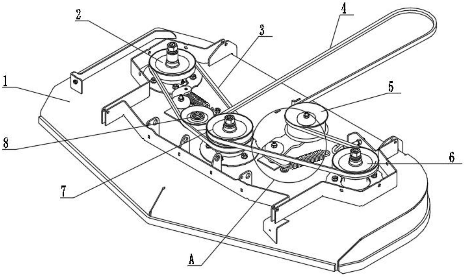 一种用于零转弯草坪车的刀盘皮带传动张紧结构-爱企查