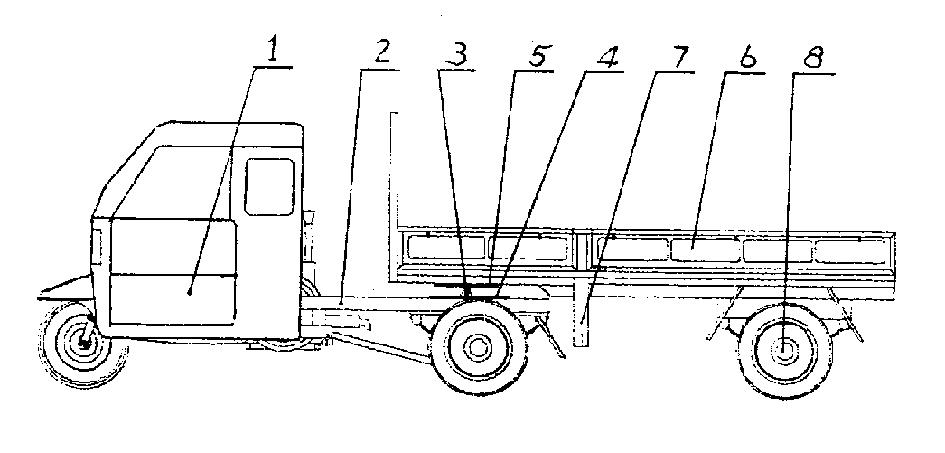 四轮农用运输车,去掉厢体后,作为牵引车,再用牵引联接装置与半挂车