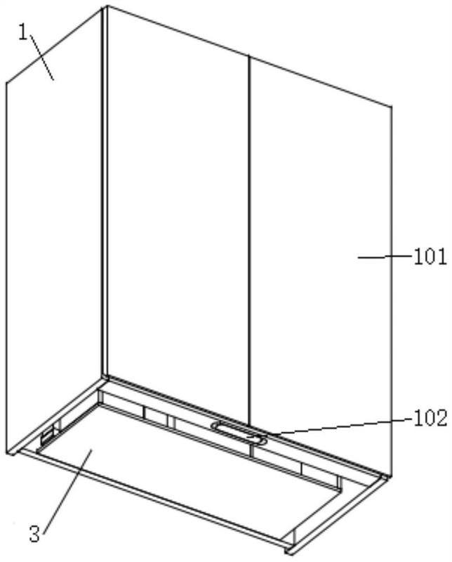 所述的适老吊柜包括外柜,升降架和内柜;外柜设置为中空结构,外柜的