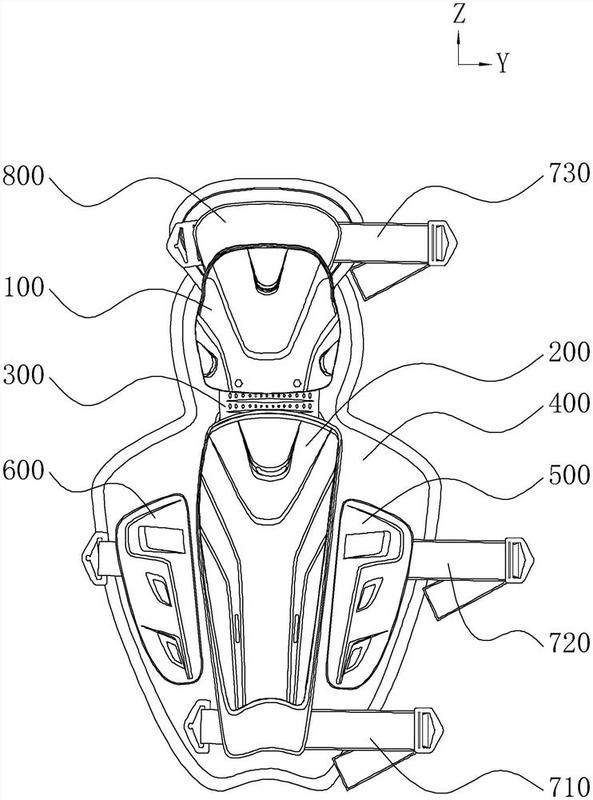 腿部护具,包括:防护底层,其设有连接面;上护壳,其与连接面连接;护膝壳